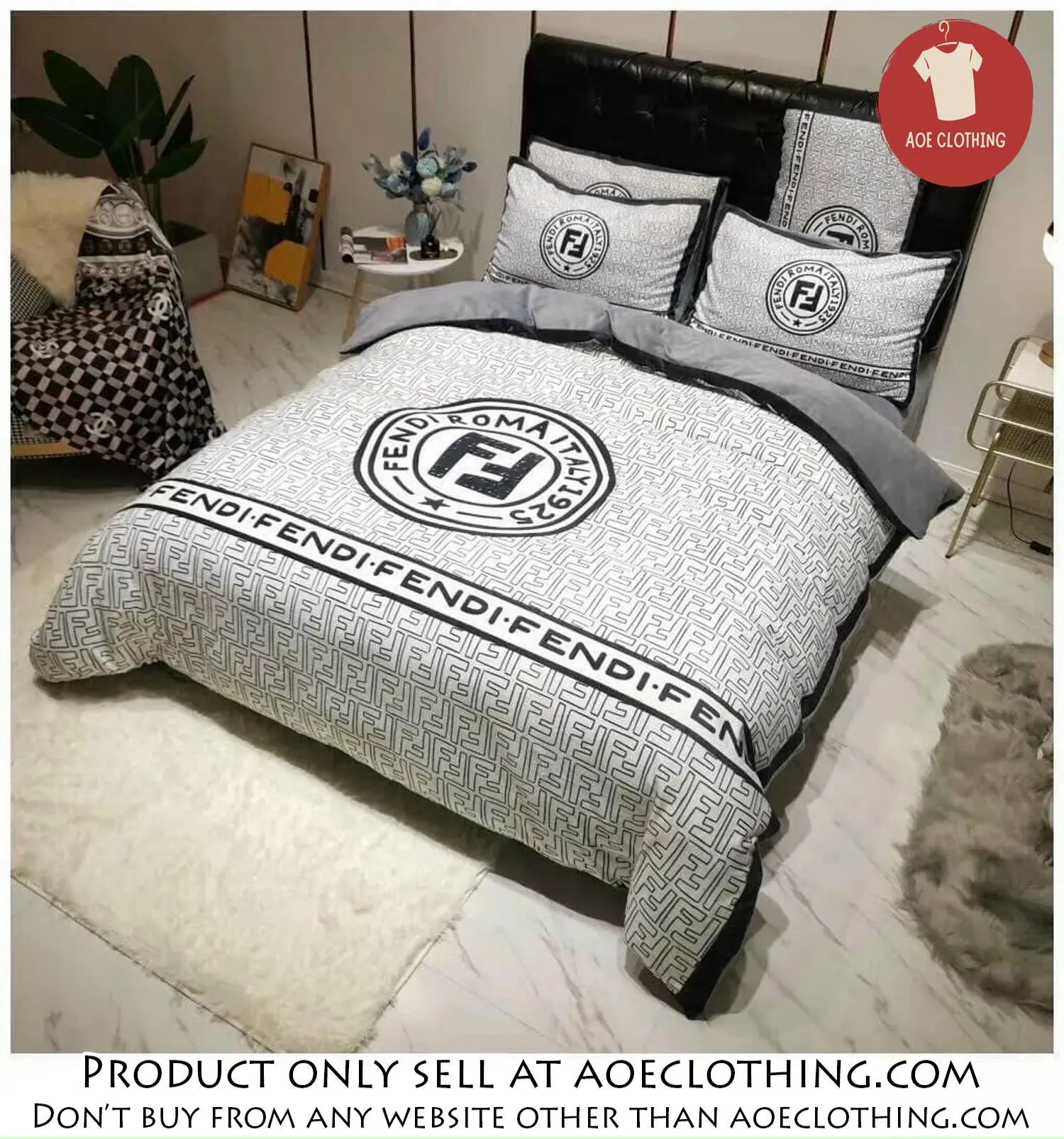 Fendi luxury brand highend bedding set home decor aoe0812329